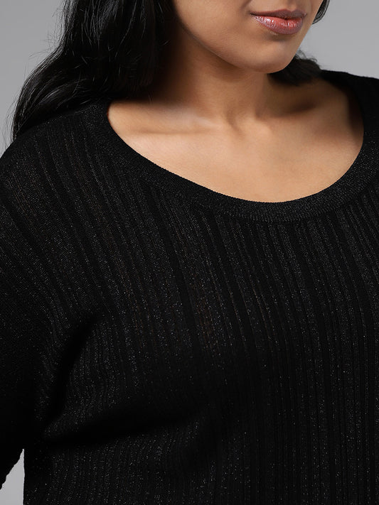Gia Black Self Striped Sweater