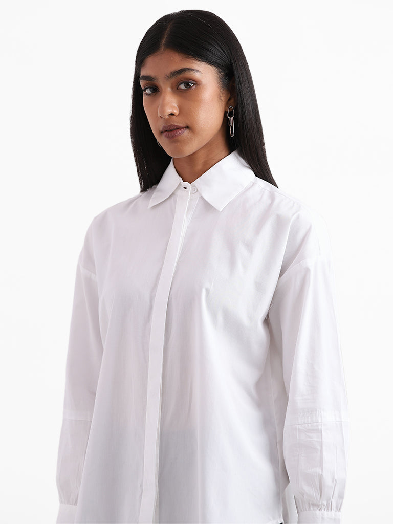 Wardrobe Plain Off White Casual Shirt