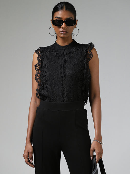 Wardrobe Black Laced Detail Top