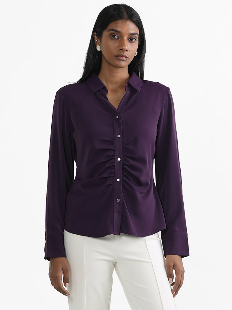 Wardrobe Purple Slim Fit Shirt