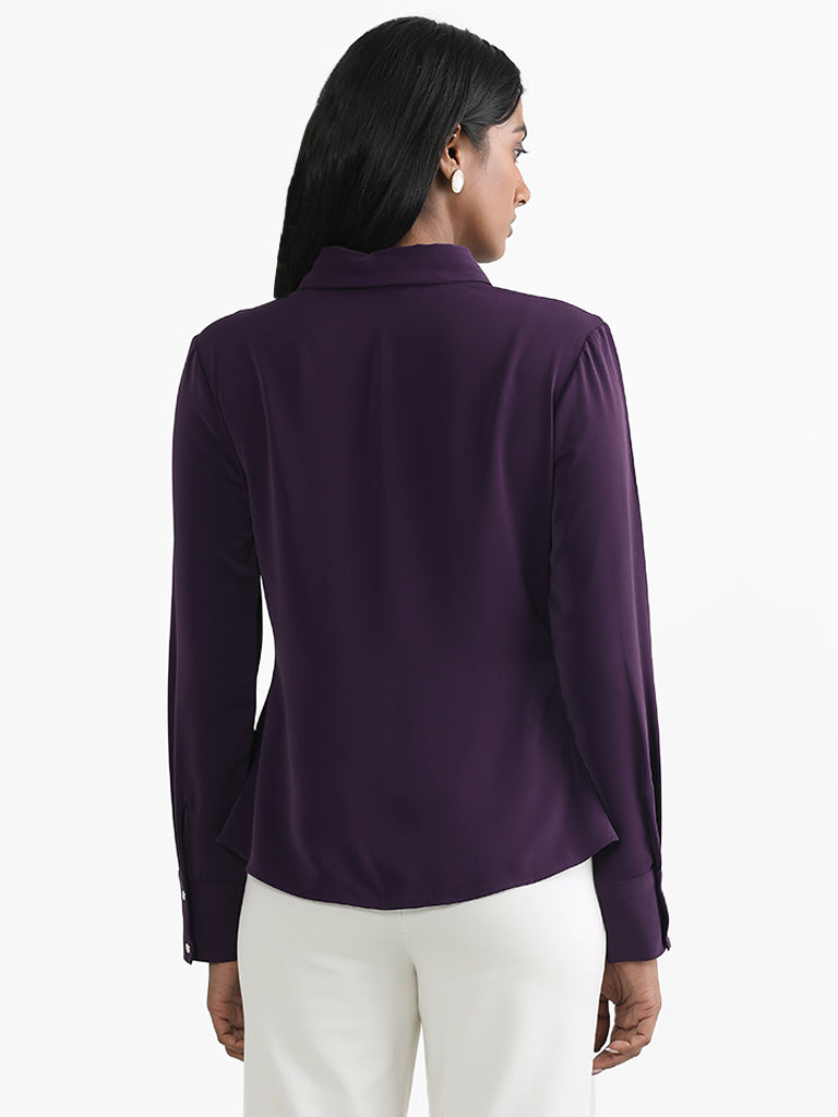 Wardrobe Purple Slim Fit Shirt