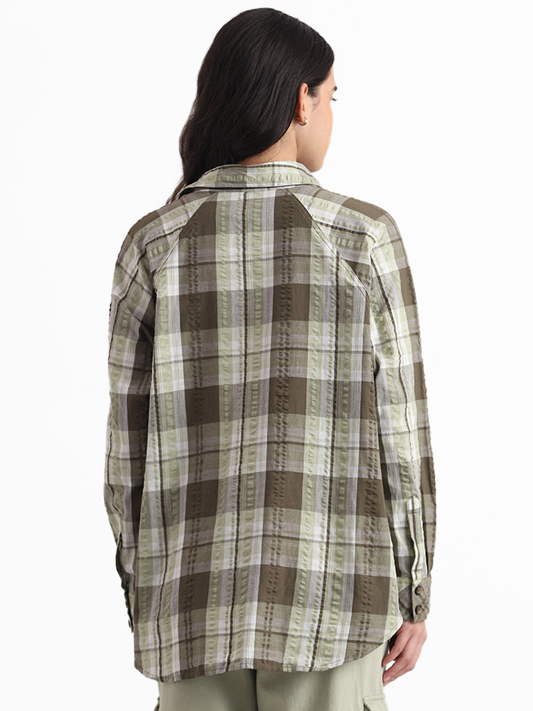 Wardrobe Olive Checkered Shirt
