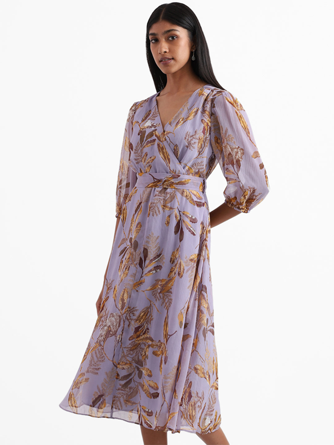 Wardrobe Floral Printed Lavender Dress