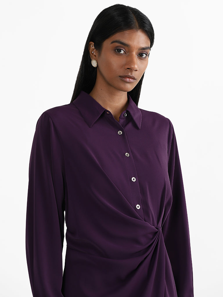 Wardrobe Purple Knotted Slim Fit Dress