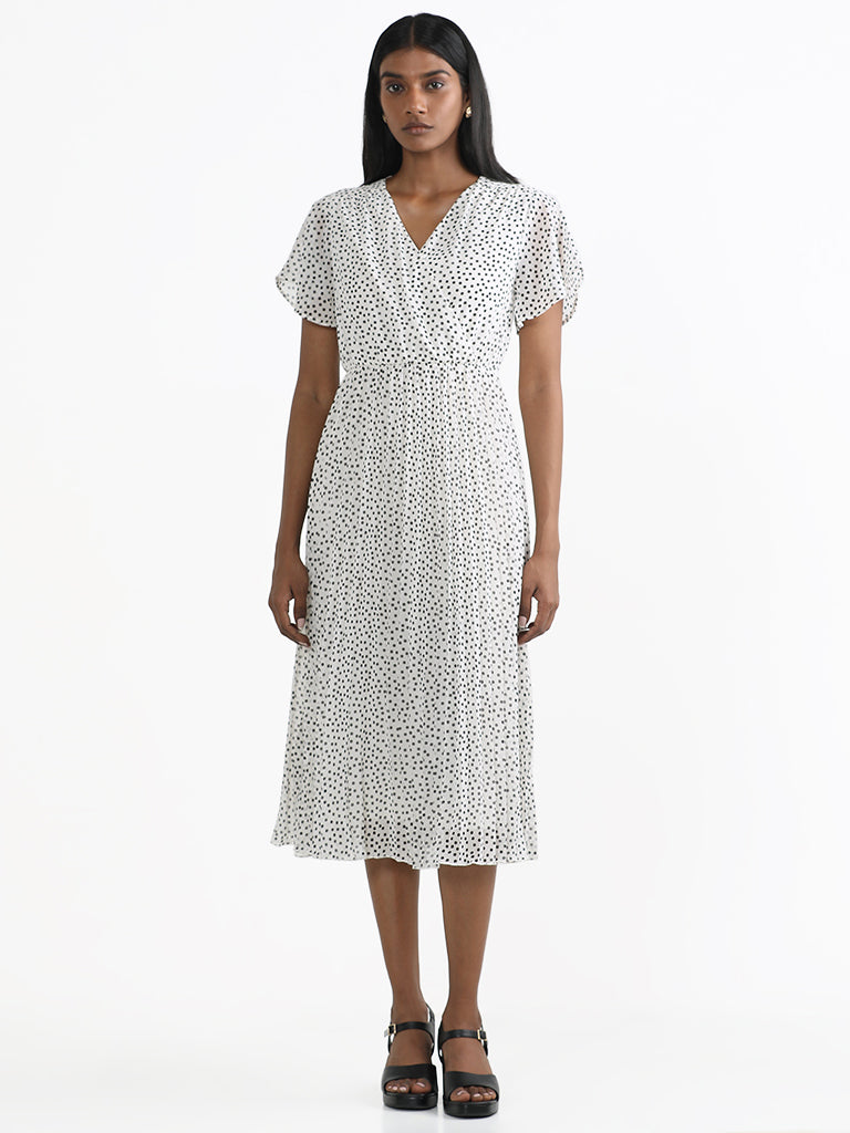 Wardrobe White Polka Dotted Dress