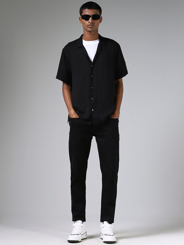 Nuon Solid Black Casual Shirt
