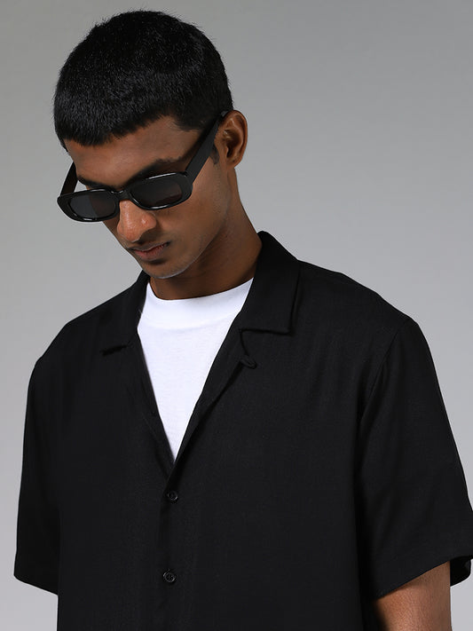 Nuon Solid Black Casual Shirt