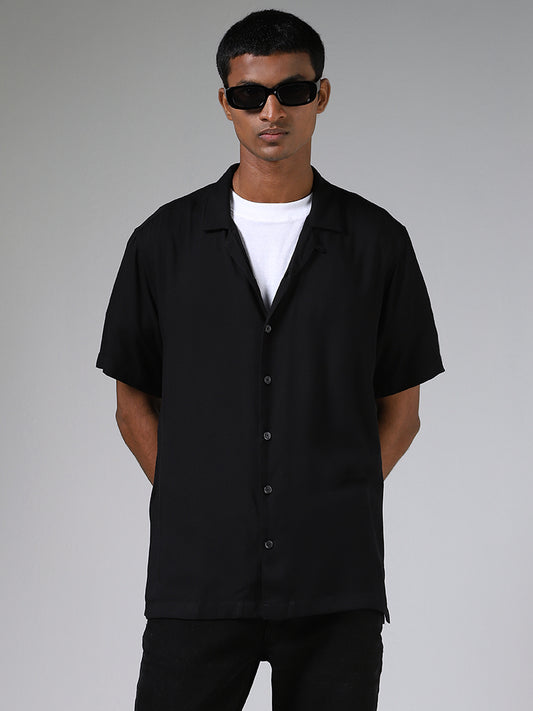 Nuon Solid Black Casual Shirt
