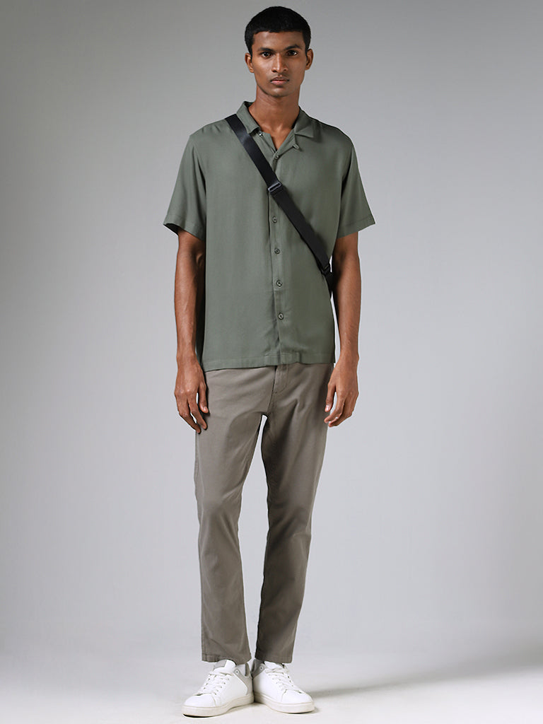 Nuon Solid Olive Green Casual Shirt