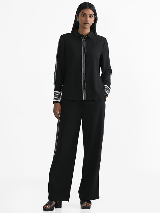 Wardrobe Black Clove Contrast Detail Trousers