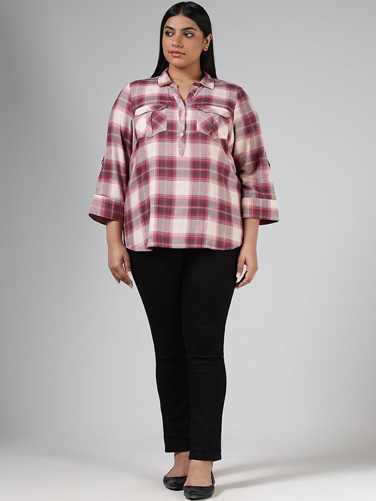 Gia Pink Classic Checked Blouse