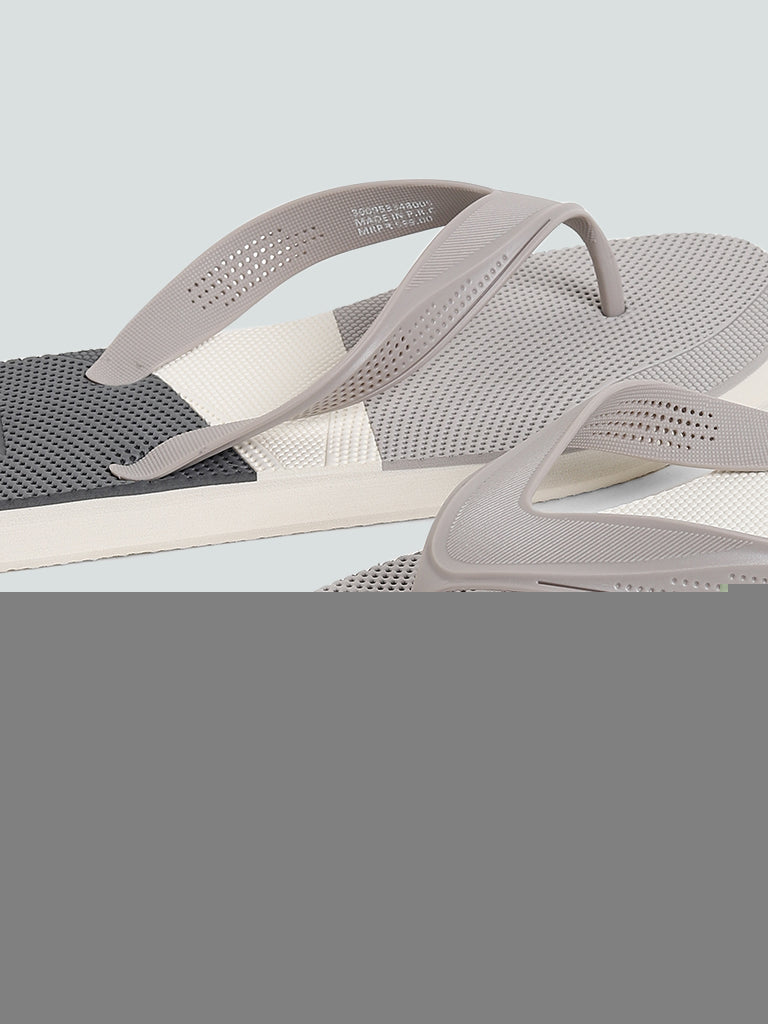 SOLEPLAY Sporty Grey Color Block Flip Flop