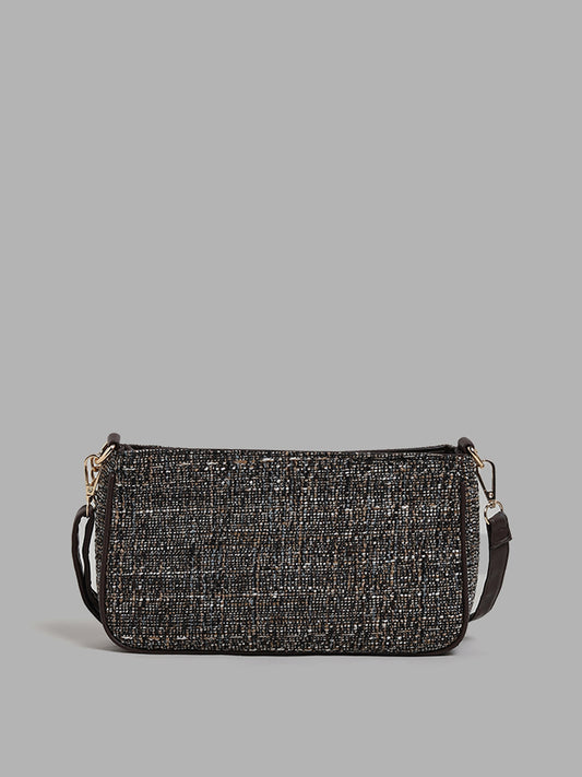 LOV Brown Tweed Shoulder Bag with Pouch