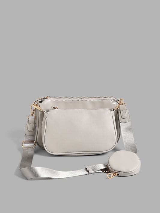 LOV Grey Sling Bag With Pouch Set