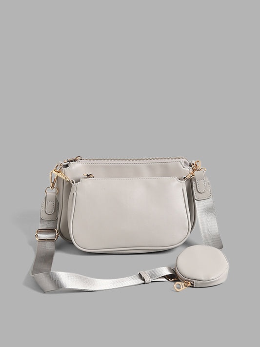 LOV Grey Sling Bag & Pack of 2 Pouch Set