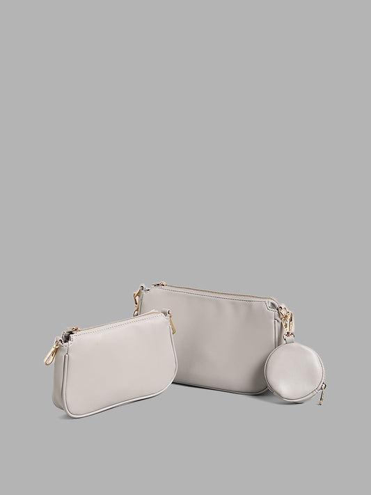 LOV Grey Sling Bag & Pack of 2 Pouch Set