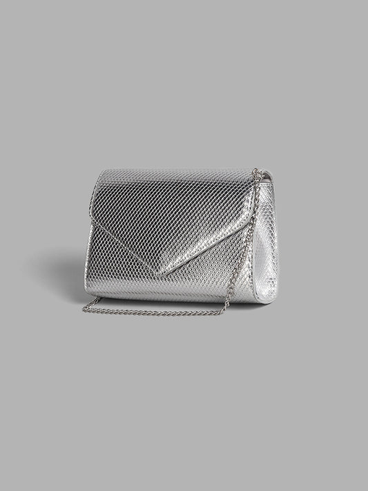 LOV Silver Textured Sling Clutch