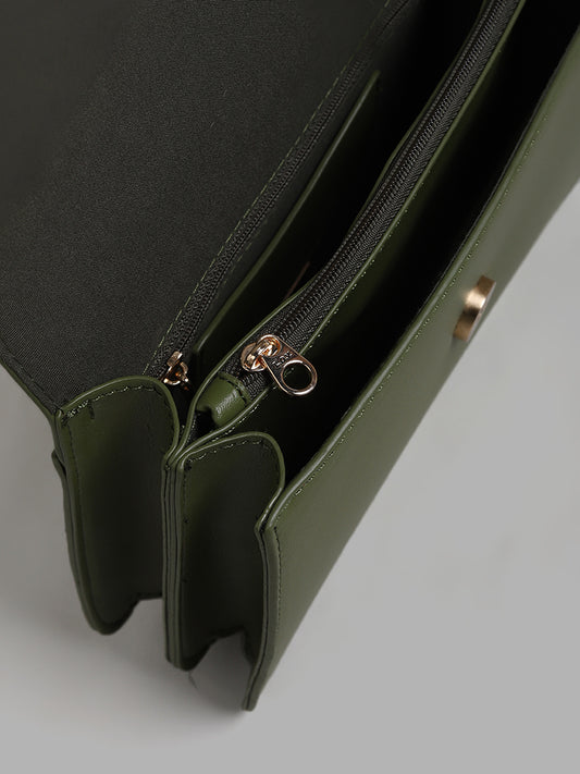 LOV Plain Olive Green Cross Body Bag