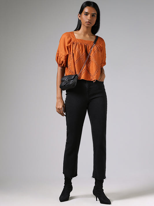 LOV Orange Lace Insert Top