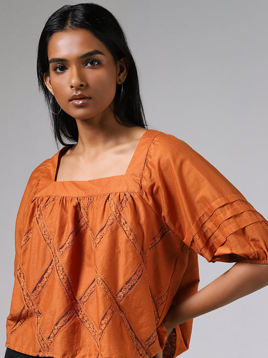 LOV Orange Lace Insert Top