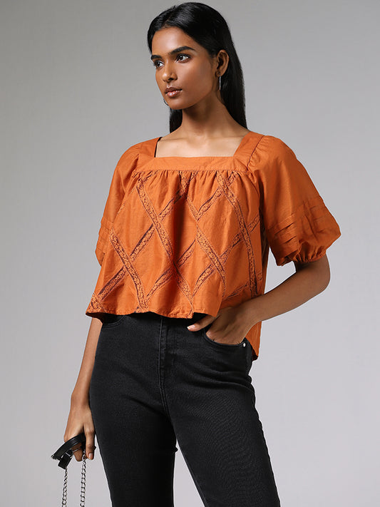 LOV Orange Lace Insert Top