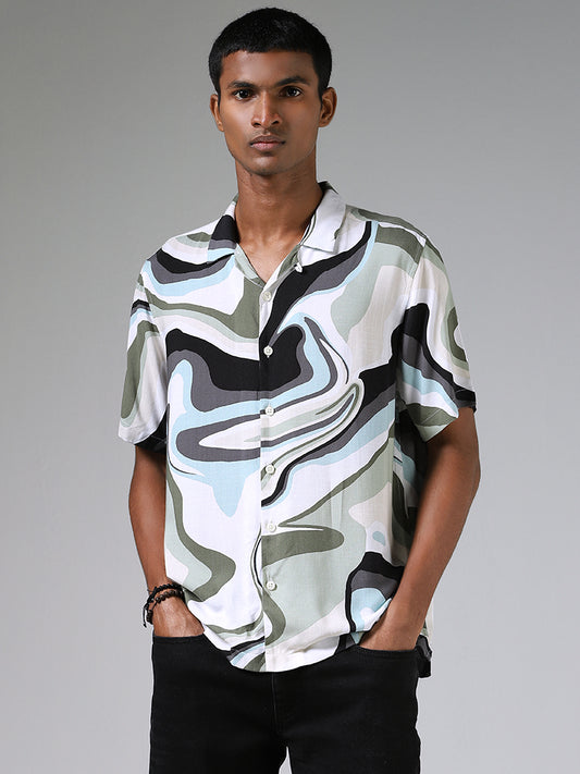 Nuon Wavy Patterned Multi-coloured Casual Shirt