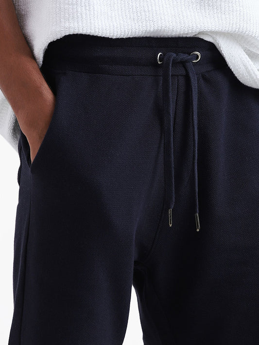 ETA Navy Cotton Slim-Fit Mid-Rise Shorts