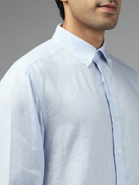 Ascot Solid Light Blue Relaxed Fit Shirt