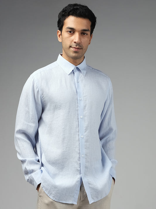 Ascot Solid Light Blue Relaxed Fit Shirt