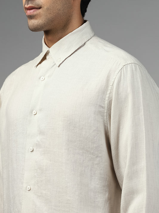 Ascot Solid Off White Relaxed Fit Shirt