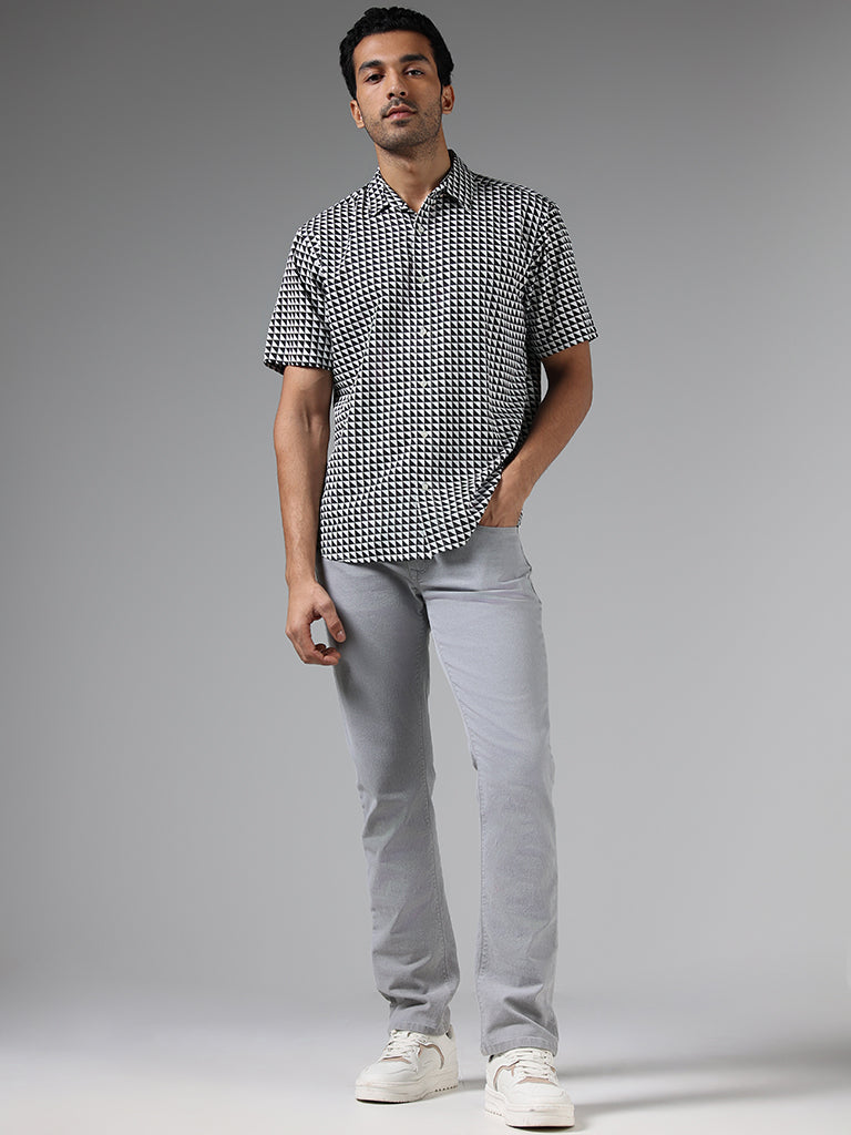 Ascot White Printed Relaxed Fit Shirt