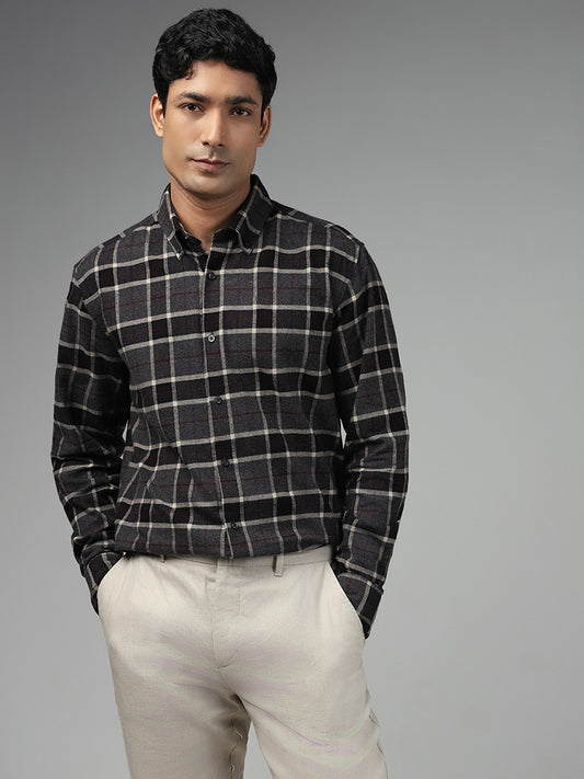 Ascot Charcoal Checked Relaxed Fit Shirt