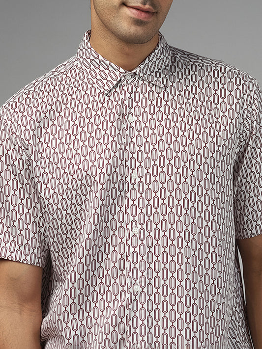Ascot White Printed Relaxed-Fit Shirt