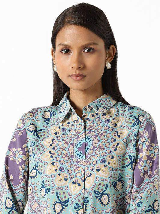 Wardrobe Lavender Bohemian Printed Shirt