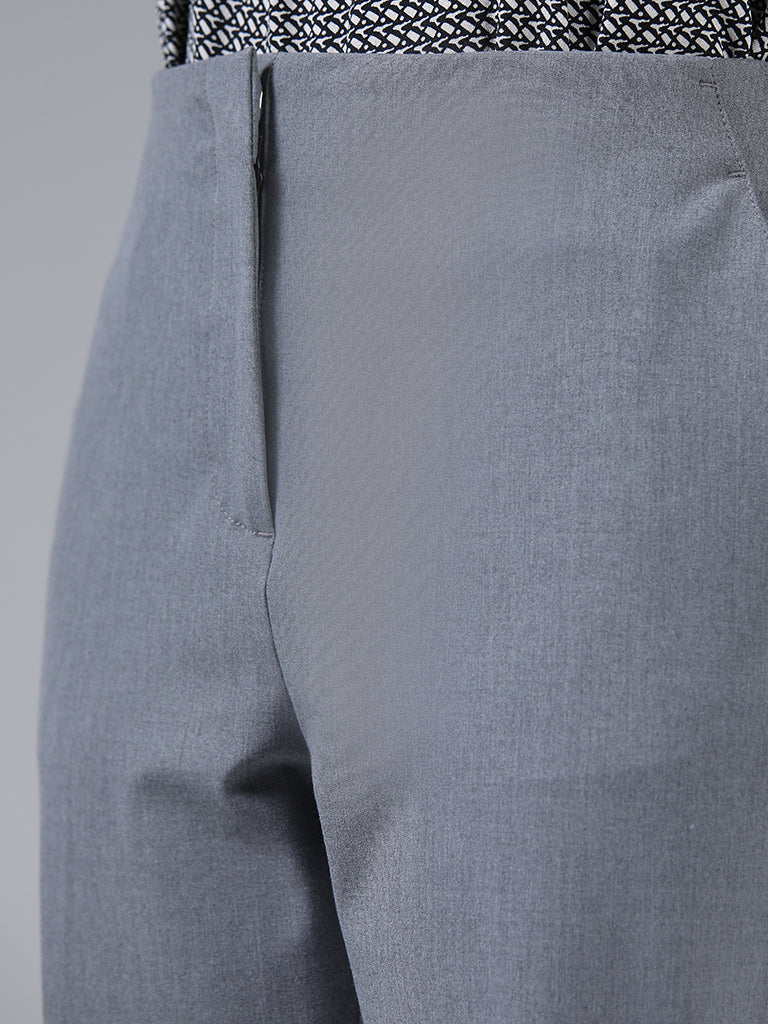 Wardrobe Solid Grey Formal Trousers