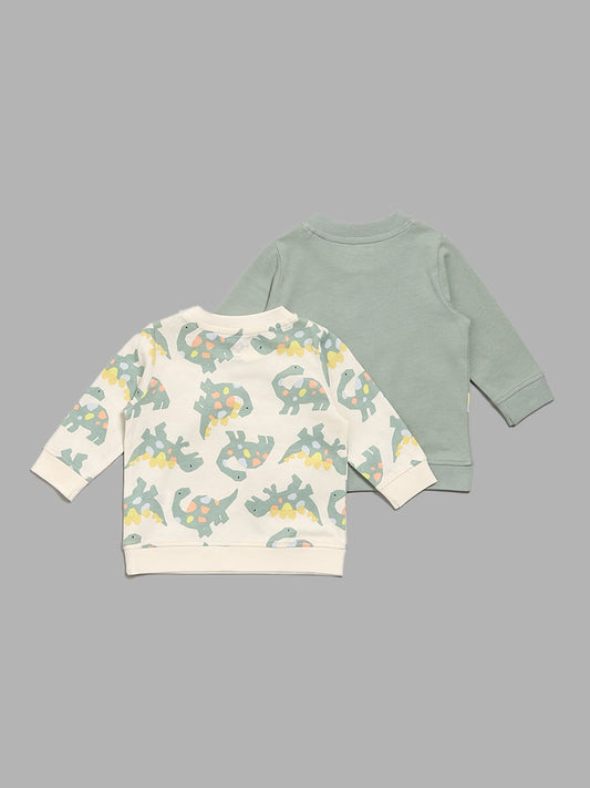 HOP Baby Dino Printed Multicolour T-Shirt - Pack of 2