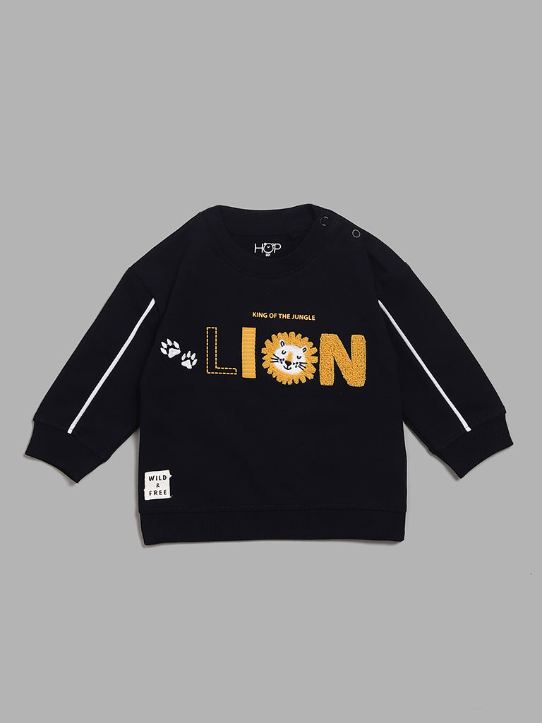 HOP Baby Lion Embroidered Navy Sweatshirt