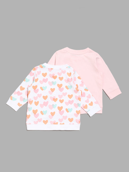 HOP Baby Multicolour Heart Printed T-Shirts - Pack of 2