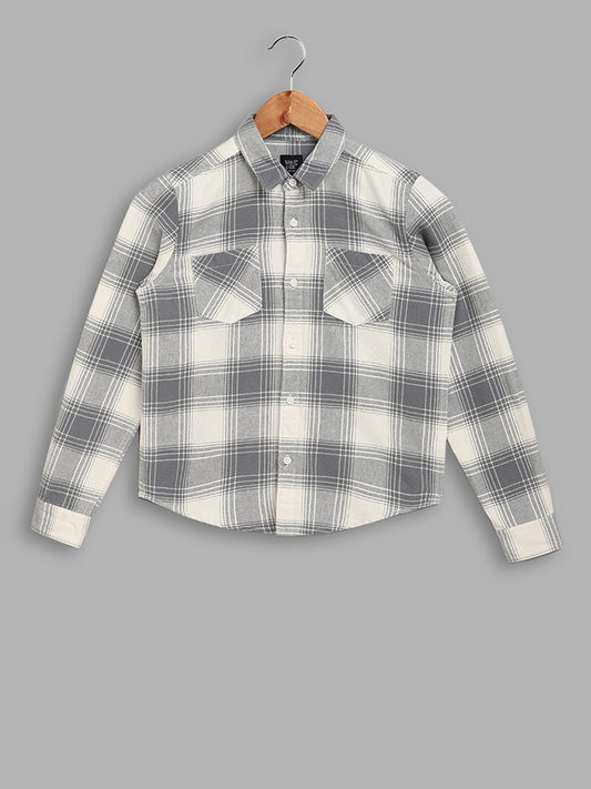 Y&F Kids Checked Grey Casual Shirt