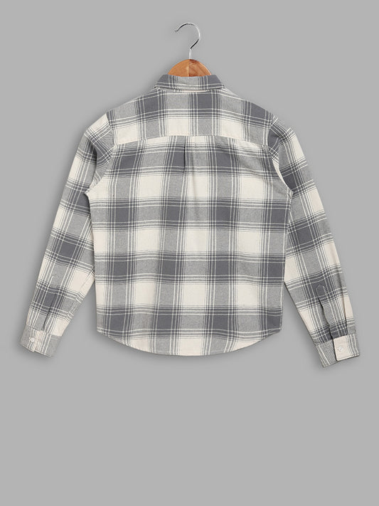 Y&F Kids Checked Grey Casual Shirt