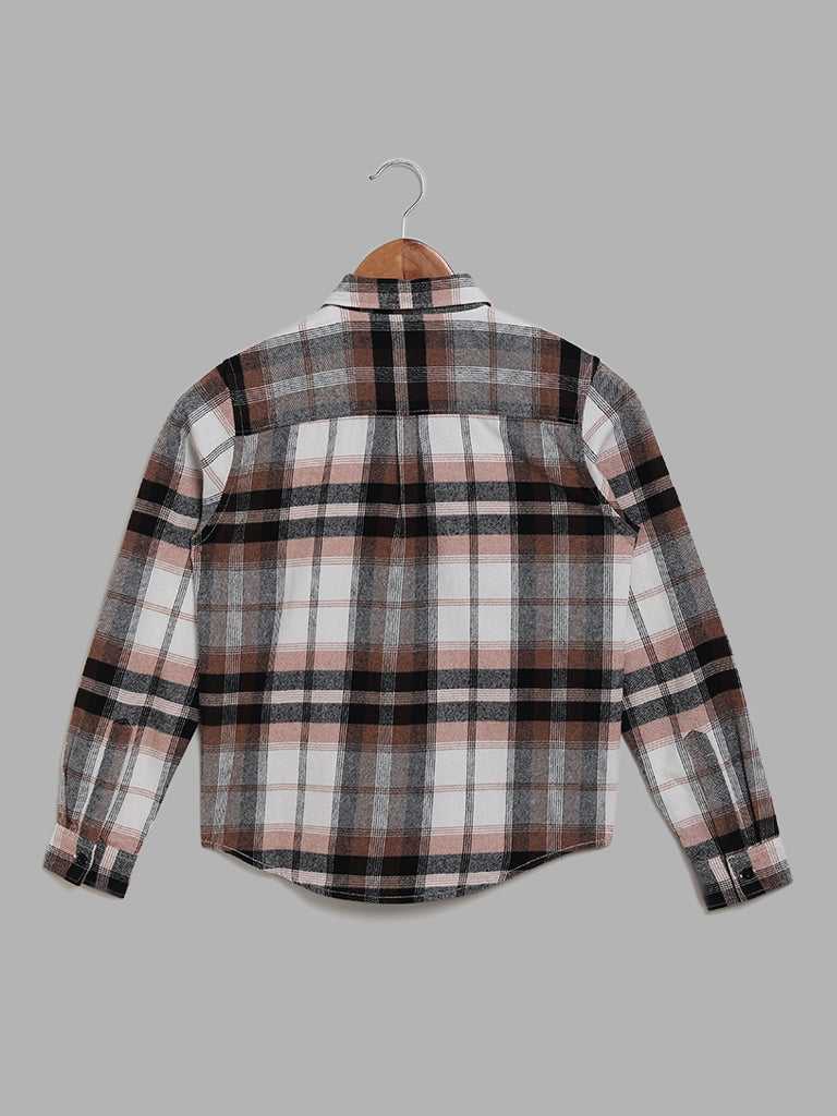 Y&F Kids Brown Checked Shirt