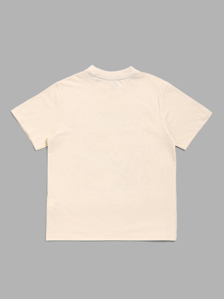 Y&F Kids Cream Printed T-Shirt