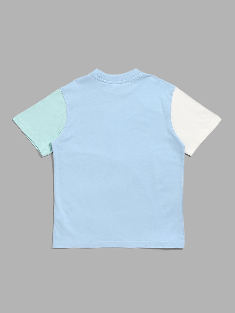 Y&F Kids Blue Color Block T-Shirt
