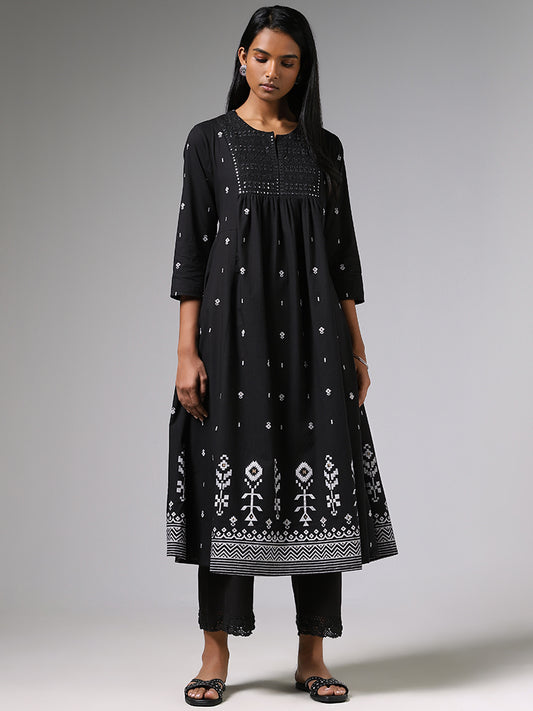 Utsa Black Embroidery Anarkali Kurta