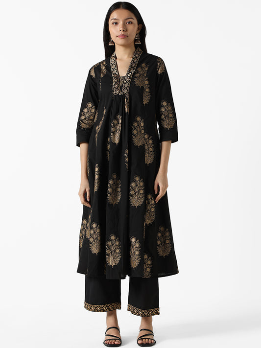 Utsa Black Embroidery Anarkali Kurta