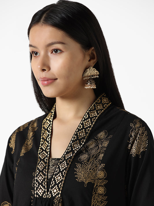 Utsa Black Embroidery Anarkali Kurta