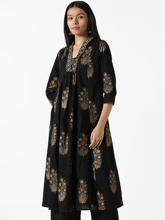 Utsa Black Embroidery Anarkali Kurta