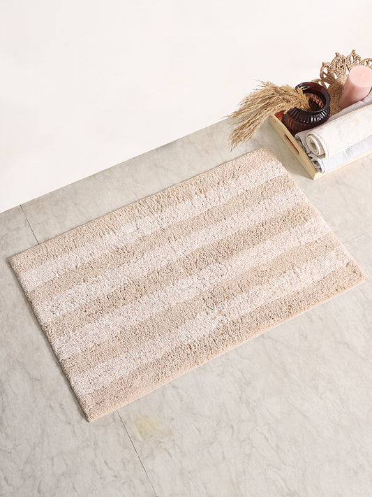 Westside Home Beige Striped Bath Mat