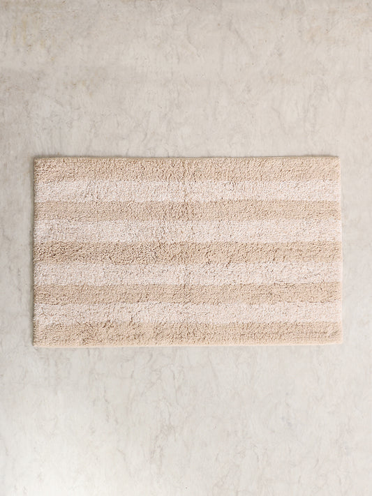 Westside Home Beige Striped Bath Mat