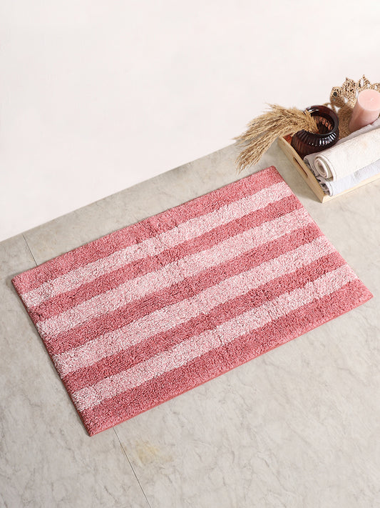 Westside Home Pink Striped Bath Mat
